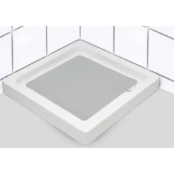 FOND DE DOUCHE CAOUTCHOUC NATUREL 53X53CM GRIS PERLE