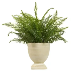 FOUGERE POT CERAMIQUE FLEUR DE ROSE H.80CM