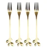 FOURCHETTE DESSERT FEUILLE DOREE X4 PIECES