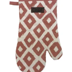 GANT DE CUISINE CHEF LOSANGE 18X28CM COTON TERRACOTTA