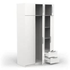 GHOST ARMOIRE 6 PORTES 2 TIROIRS BLANC MAT