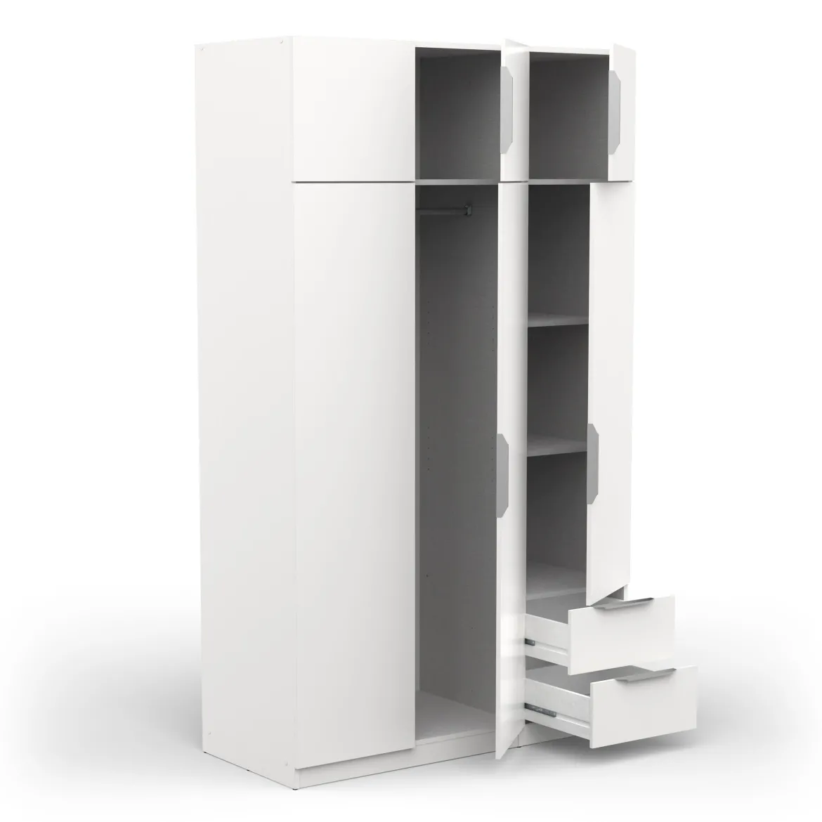 GHOST ARMOIRE 6 PORTES 2 TIROIRS BLANC MAT