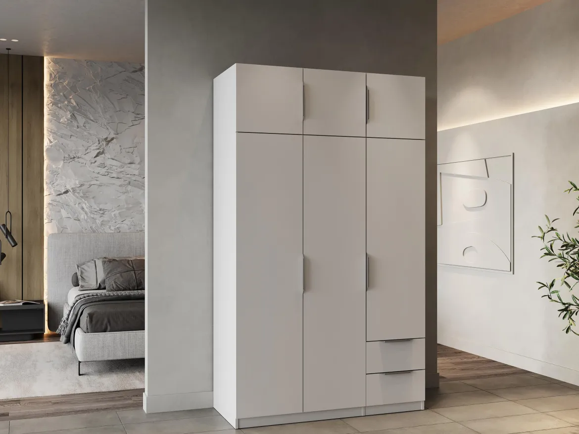 GHOST ARMOIRE 6 PORTES 2 TIROIRS BLANC MAT