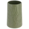 GOBELET GRES ROND DECOR FEUILLE KAKI
