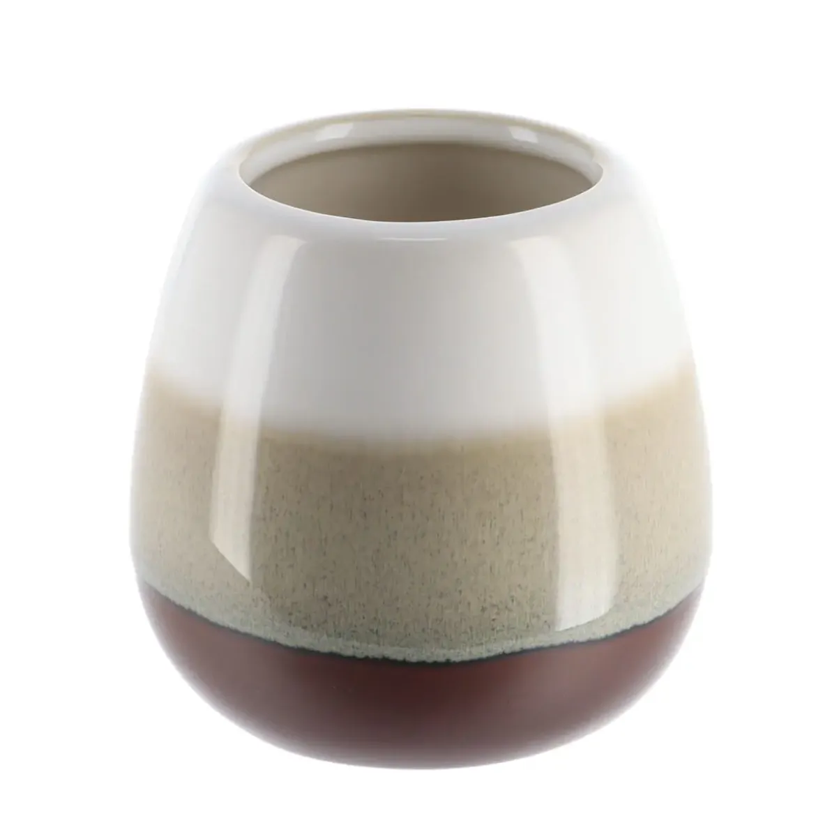 GOBELET GRES ROND TRICOLORE MARRON BEIGE