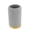 GOBELET POLYRESINE ROND EFFET MAILLE ET BAMBOU GRIS