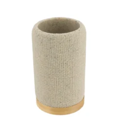 GOBELET POLYRESINE ROND EFFET MAILLE ET BAMBOU NATUREL