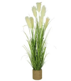 GRAMINEES ET 7 PLUMEAUX POT CORDAGE H.150CM