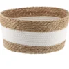 GRANDE PANIER PAILLE ET COTON D.33X23X16CM NATUREL BLANC