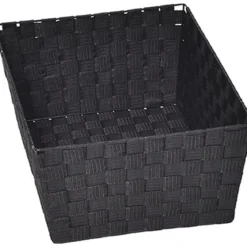 GRANDE PANIERE DRESSING EVASEE EN POLYESTER NOIR