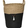 GRANDE PANIERE RONDE DECO NATUREL NOIR