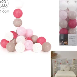 GUIRLANDE BOULE 20 LED NUANCE ROSE TAUPE
