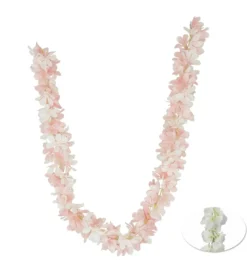 GUIRLANDE FLEURS H.140CM BLANC ET ROSE