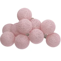 GUIRLANDE LED A PILE TARA 10 BOULES ROSE CLAIR D.6CM