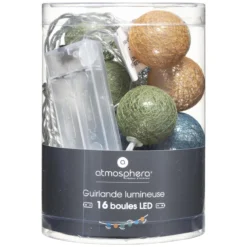 GUIRLANDE LED PILE 16 BOULES ARMY D.3.5CM