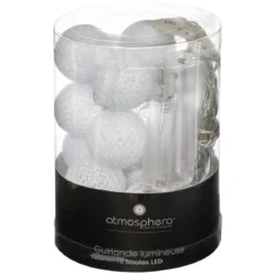GUIRLANDE LED PILE 16 BOULES BLANC D.3.5CM
