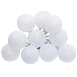 GUIRLANDE LED PILE 10 BOULES BLANC D.6CM