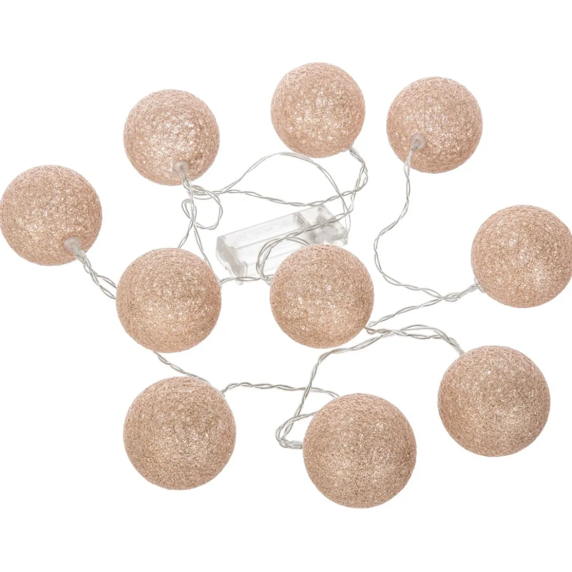 GUIRLANDE LED PILE 10 BOULES DORE D.6CM