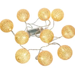 GUIRLANDE LED PILE 10 BOULES DORE D.6CM