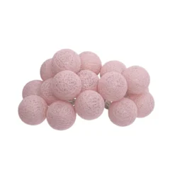 GUIRLANDE LED PILE 16 BOULES ROSE CLAIR D.3.5CM