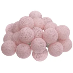 GUIRLANDE LED SECTEUR 20 BOULES ROSE D.6CM