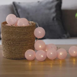 GUIRLANDE LED SECTEUR 20 BOULES ROSE D.6CM