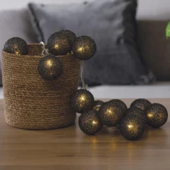 GUIRLANDE LED SECTEUR 20 BOULES NOIR D.6CM