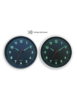 HORLOGE AIGUILLE PHOSPHORESCENT D.25CM SILENCIEUSE