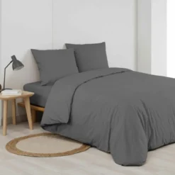 HOUSSE COUETTE 220X240CM MICROFIBRE GRIS