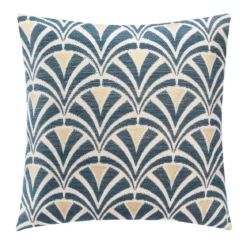 HOUSSE COUSSIN CHENILLE ART DECO BLEU 40X40CM