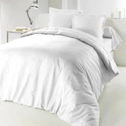 HOUSSE DE COUETTE 2 PERSONNES 240X220CM LINA BLANCHE