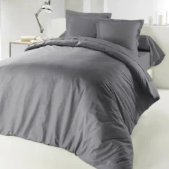 HOUSSE DE COUETTE 2 PERSONNES 240X220CM LINA GRIS SOURIS