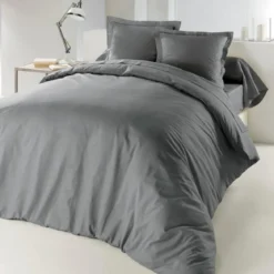 HOUSSE DE COUETTE 2 PERSONNES 240X220CM LINA GRIS SOURIS
