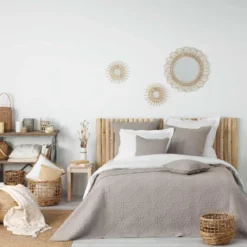 HOUSSE DE COUSSIN 60 X 60 CM FLORETTE TAUPE