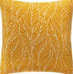 HOUSSE DE COUSSIN CHENILLE FEUILLES OCRE 40X40CM