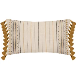 HOUSSE DE COUSSIN RAYEE POMPON 30X50CM