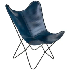 HOUSSE BUTTERFLY CUIR BLEU
