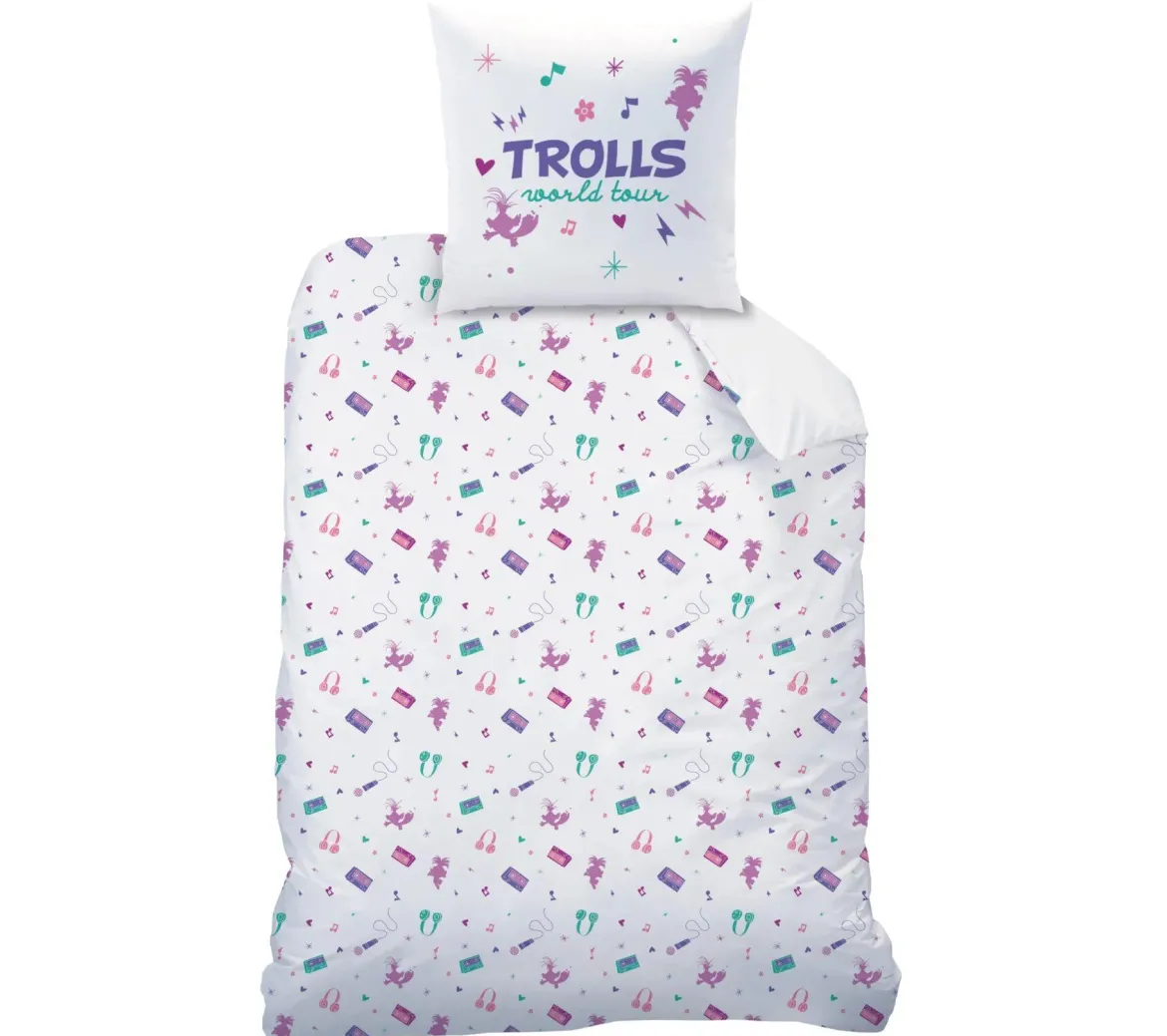 HOUSSE COUETTE ET TAIE TROLLS 140X200CM ET 63X63CM