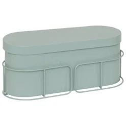 JARDINIERE METAL CELADON AZE L.47CM