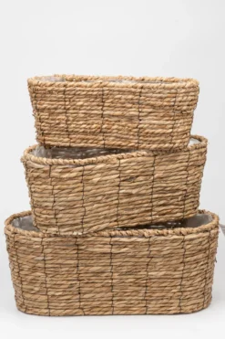 JARDINIERE PANIER OVALE JONC 50X24X21CM