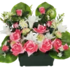 JARDINIERE ROSES LYS FEUILLAGE H.47CM