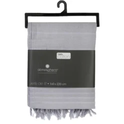 JETE DE LIT EN COTON GRIS CLAIR 160X220CM