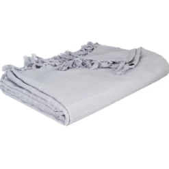 JETE DE LIT EN COTON GRIS CLAIR 160X220CM
