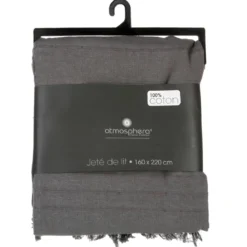 JETE DE LIT EN COTON GRIS 160X220CM
