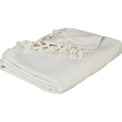 JETE DE LIT EN COTON IVOIRE 160X220CM