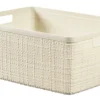 JUTE PANIER RECTANGULAIRE TAILLE M 12L BLANC CASSE