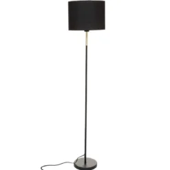 LAMPADAIRE DROIT METAL JULE NOIR ET DORE H.150CM