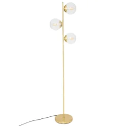 LAMPADAIRE DROIT VERRE COL DORE H.162CM