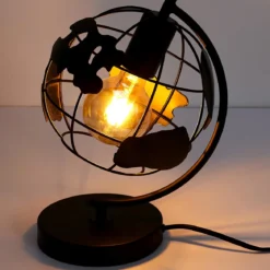 LAMPE A POSER METAL NOIR GLOBE