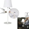 LAMPE A POSER PLASTIQUE BLANC H.40CM RECHARGEABLE